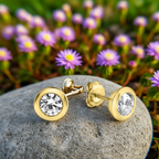 Ohrringe Silber 925 vergoldet mit weißem Zirkonia-Stein 6mm