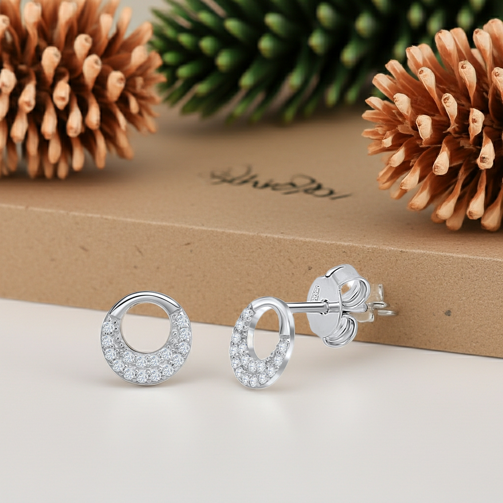 Ohrstecker 925 Silber rhodiniert Zirkonia