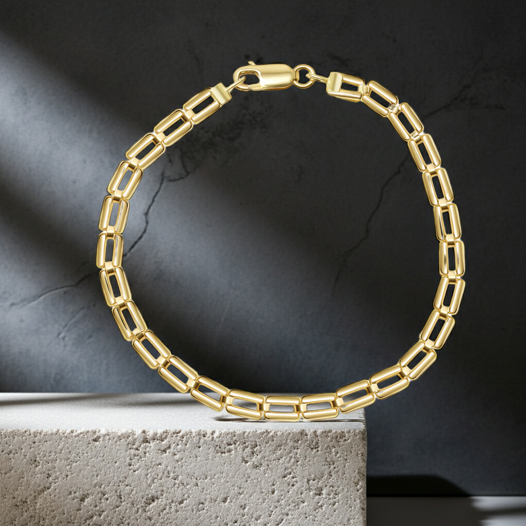 Damen Armband Gold 375 mit Karabinerverschluss 19cm lang
