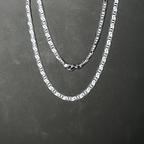 Collier 925/- Sterling Silber weiß Doppel-Stegpanzerkette  60 cm