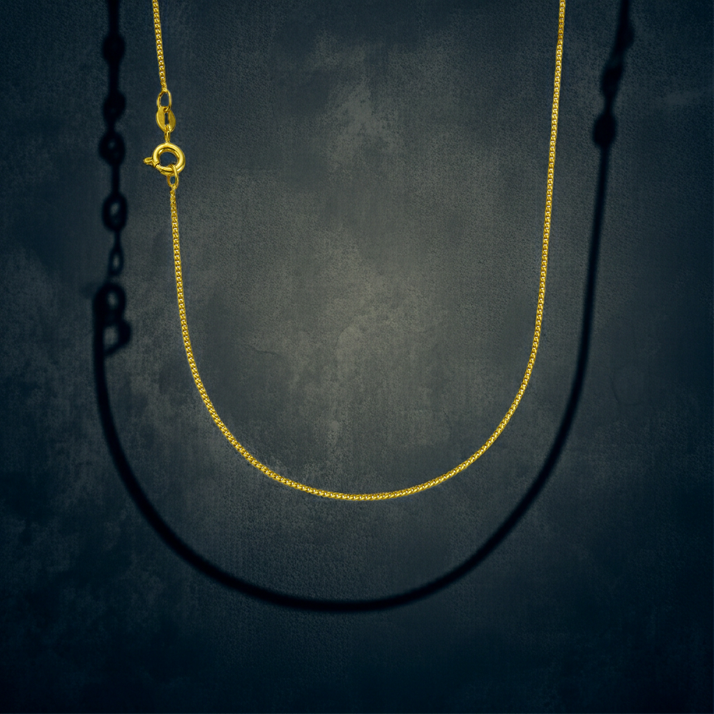 Kette Gold Damen ohne Anhänger – 925 Sterling Silber vergoldet – Panzerkette 45 cm