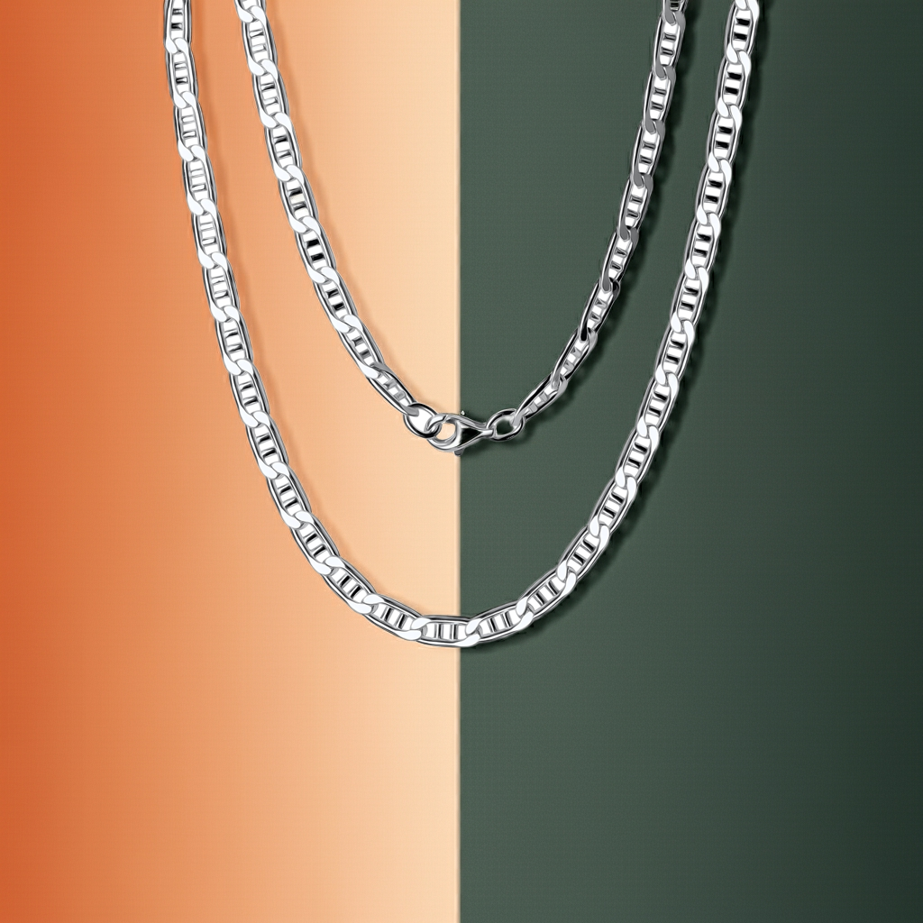 Collier 925/- Sterling Silber weiß Doppel-Stegpanzerkette  50 cm