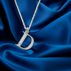Halskette Silber 925 mit 1x Diamant 0,008ct. Buchstabe D