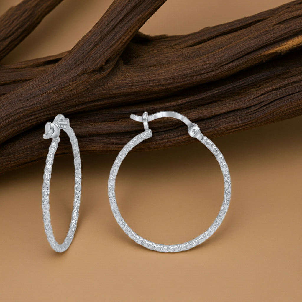 Creolen 925 Silber rhodiniert und diamantiert