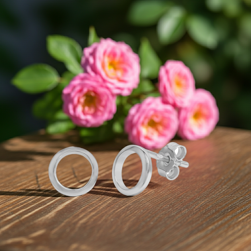 Ohrstecker 925 Silber rhodiniert rund