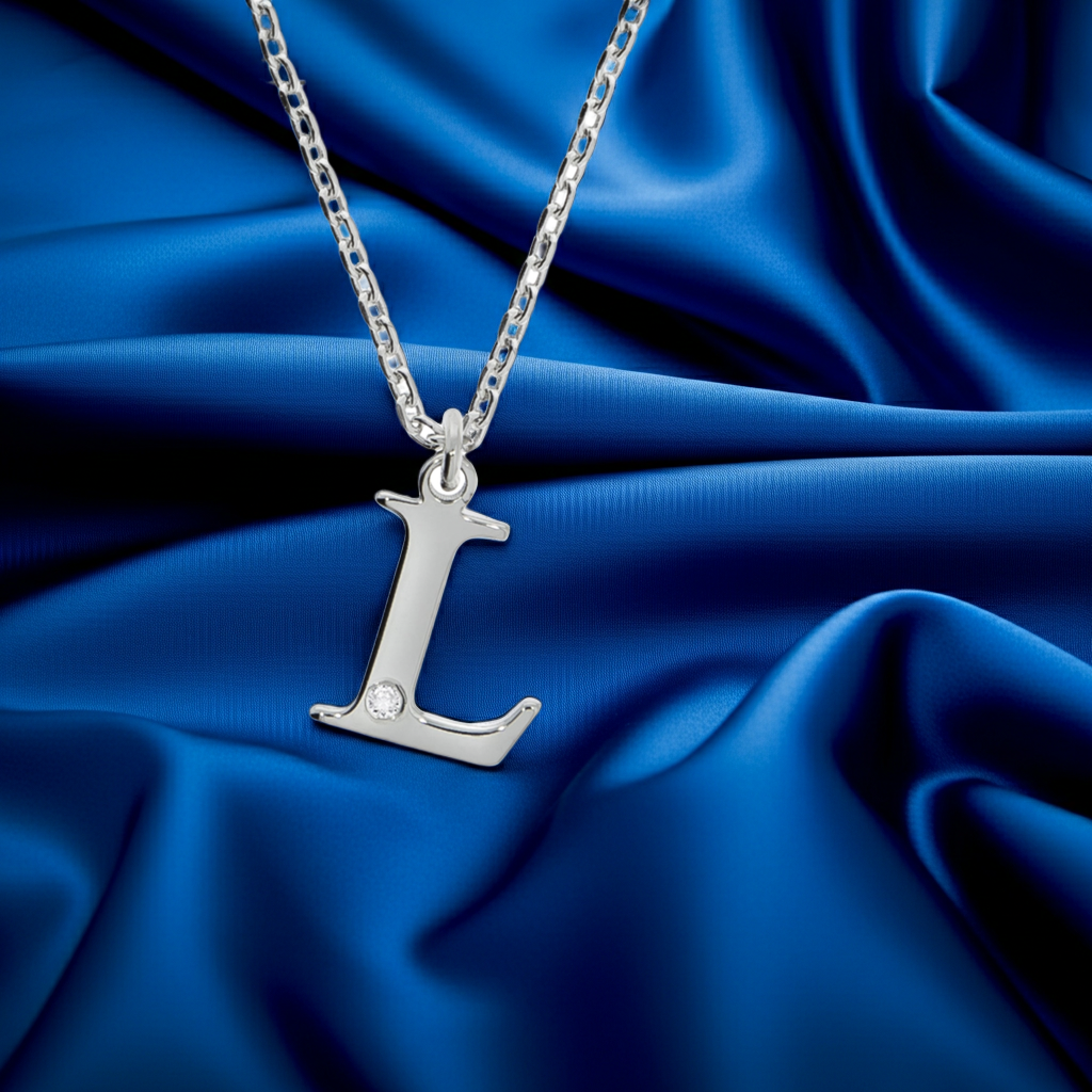 Halskette Silber 925 mit 1x Diamant 0,008ct. Buchstabe L