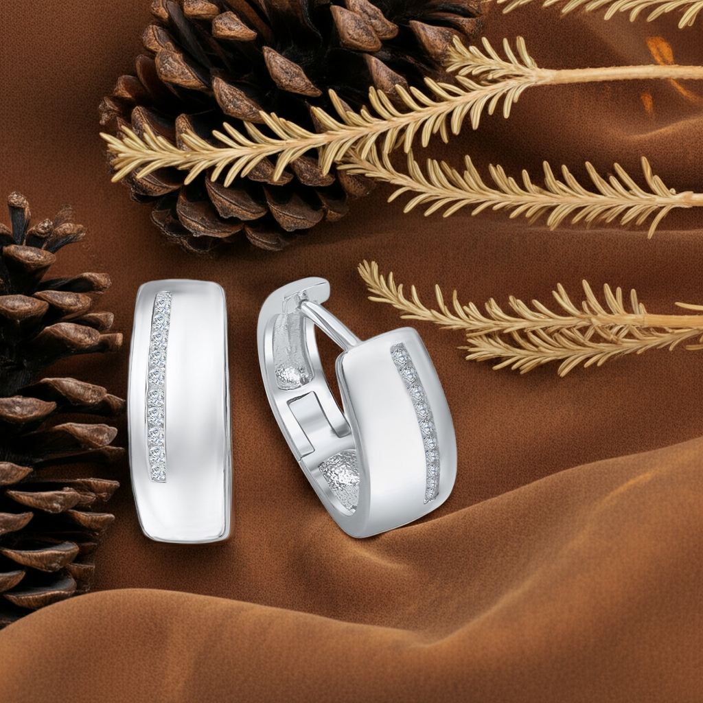 Creolen 925 Silber rhodiniert mit Zirkonia