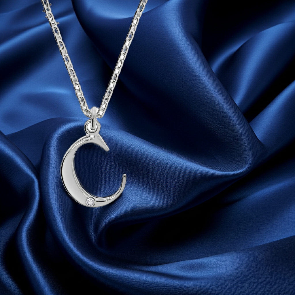 Halskette Silber 925 mit 1x Diamant 0,008ct. Buchstabe C